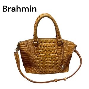 Brahmin Goldish Color Embossed Leather Handbag